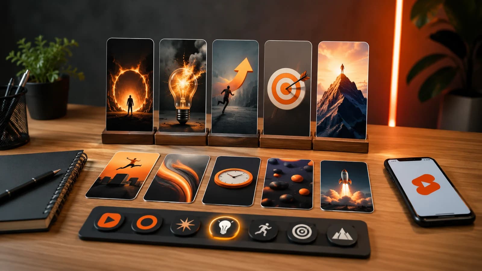 AI thumbnail generator ideas for Shorts içerikleriのためのYouTubeサムネイル戦略ボード