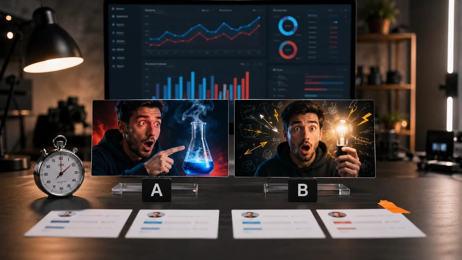 Bacheca editoriale di strategia thumbnail per Fare A/B test su thumbnail YouTube