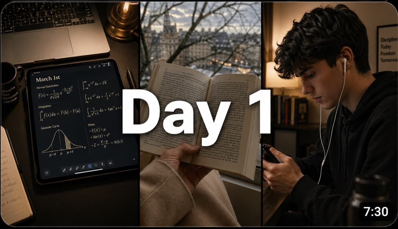 Vlog thumbnail — Day 1 study split