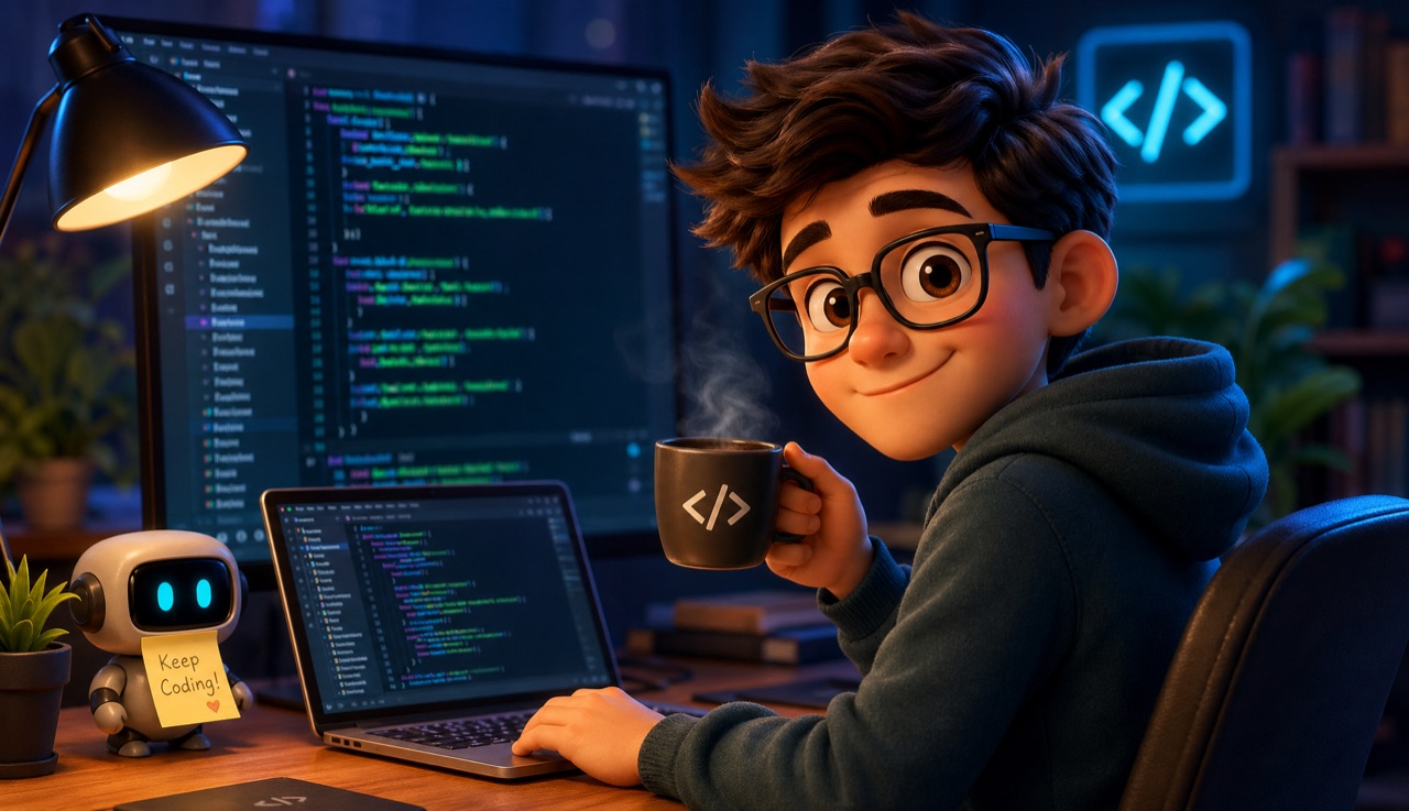 Coding thumbnail — keep coding 3D illustration