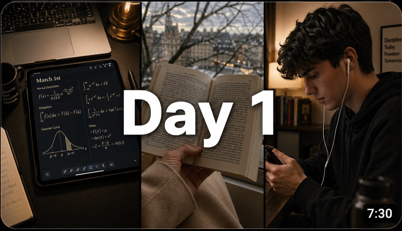 Vlog thumbnail — Day 1 study split